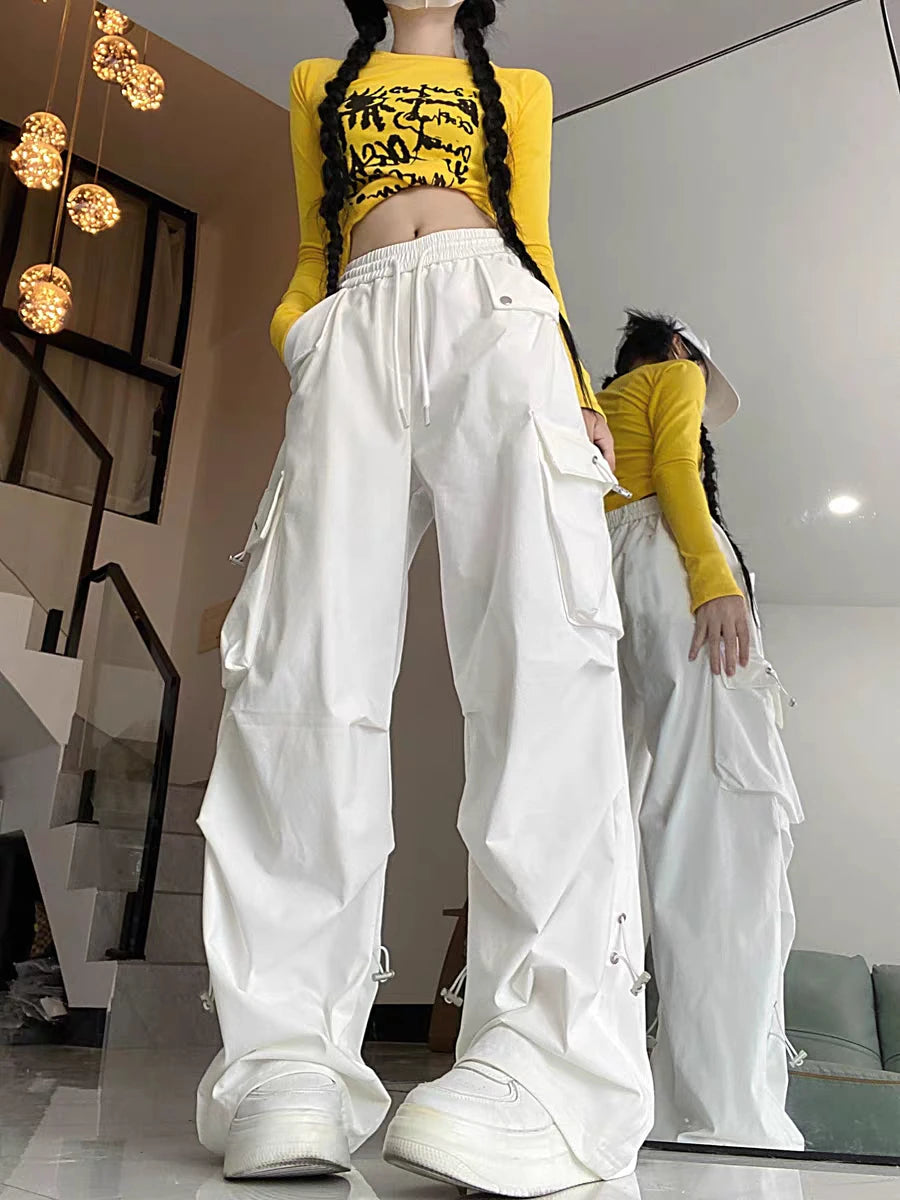 2024 American style large pocket cargo pants women's spring summer new