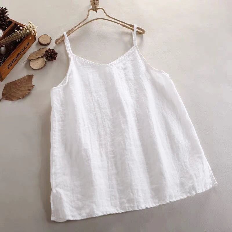 Summer Simple All-match Top Loose Thin Camisole Solid V-neck Vest