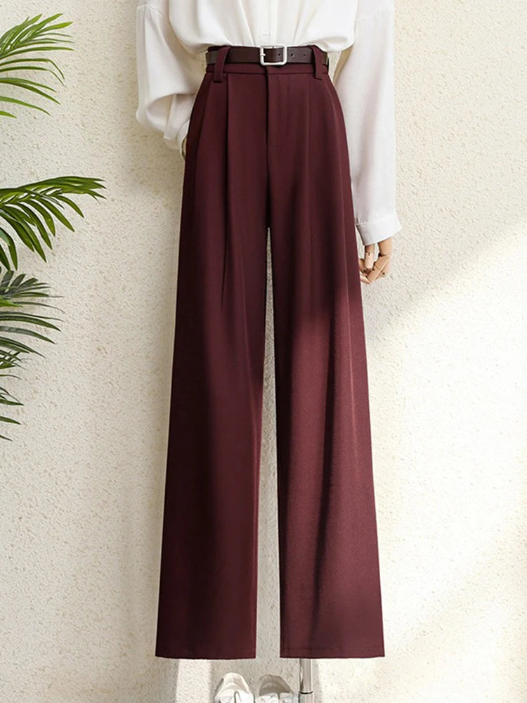 Spring 2025 New Burgundy Suits Pants for Women Office Lady Elegant