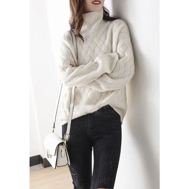 2024 New Women Loose Sweater Winter Casual Chic Cashmere Oversize