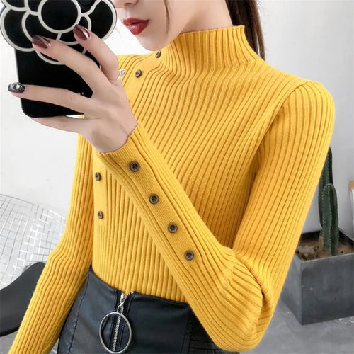 2023 Women Autumn Knitted Slim Sweaters Solid Knitted Female Cotton