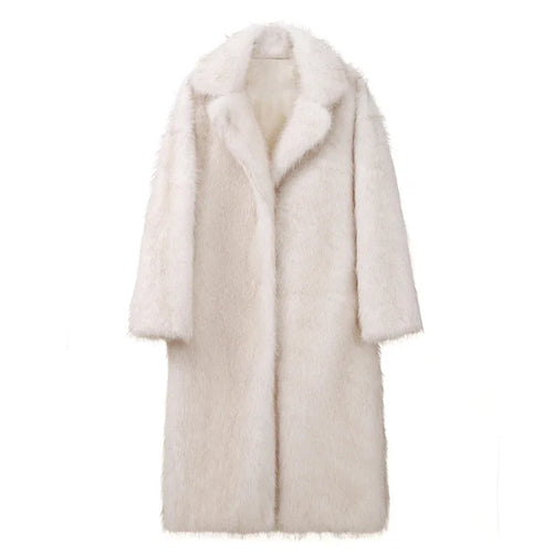 Neo Mint Vintage Luxury Long Faux Fox Fur Coat Women 2024 Winter Warm