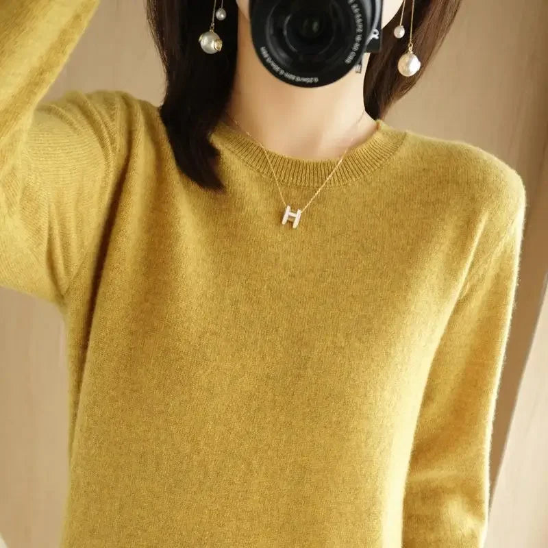 2024 Women Sweater Spring Autumn Long Sleeve O-neck Pullovers Warm