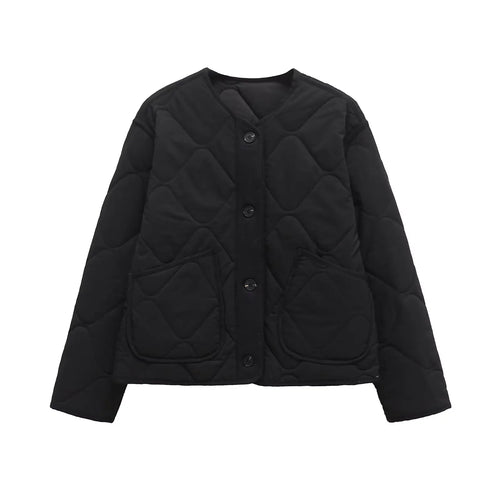 ETJ 2025 TRAF Spring new women's vintage crewneck quilted