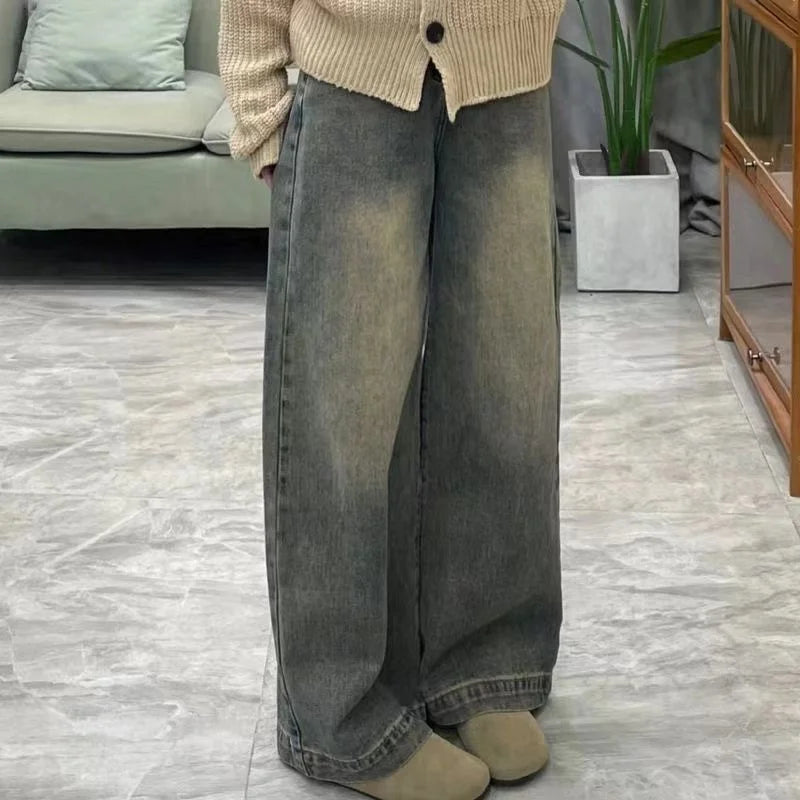 Womens Jeans Straight High Waist Slim Fit Stretch Denim Trousers