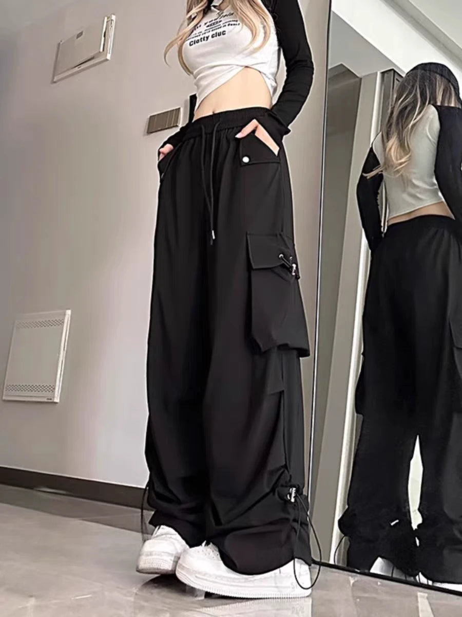 2024 American style large pocket cargo pants women's spring summer new