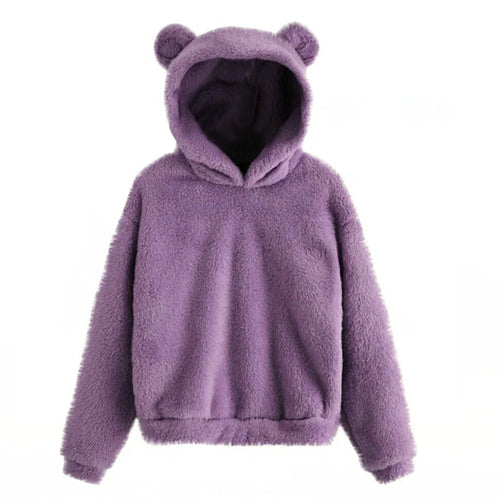 Winter Korean Fashion Bear Ears Cute Loose Hoodie Fluffy Hooded Warm