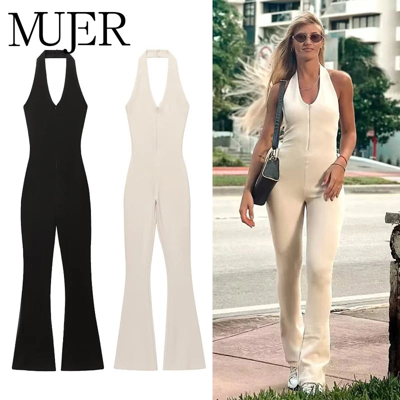 MUJER 2025 Long Jumpsuit Woman Flared Fitness Jumpsuits for Women