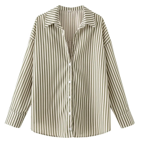 HXAO 2025 Woman Blouses Long Stripe Shirts Women Spring Summer Long