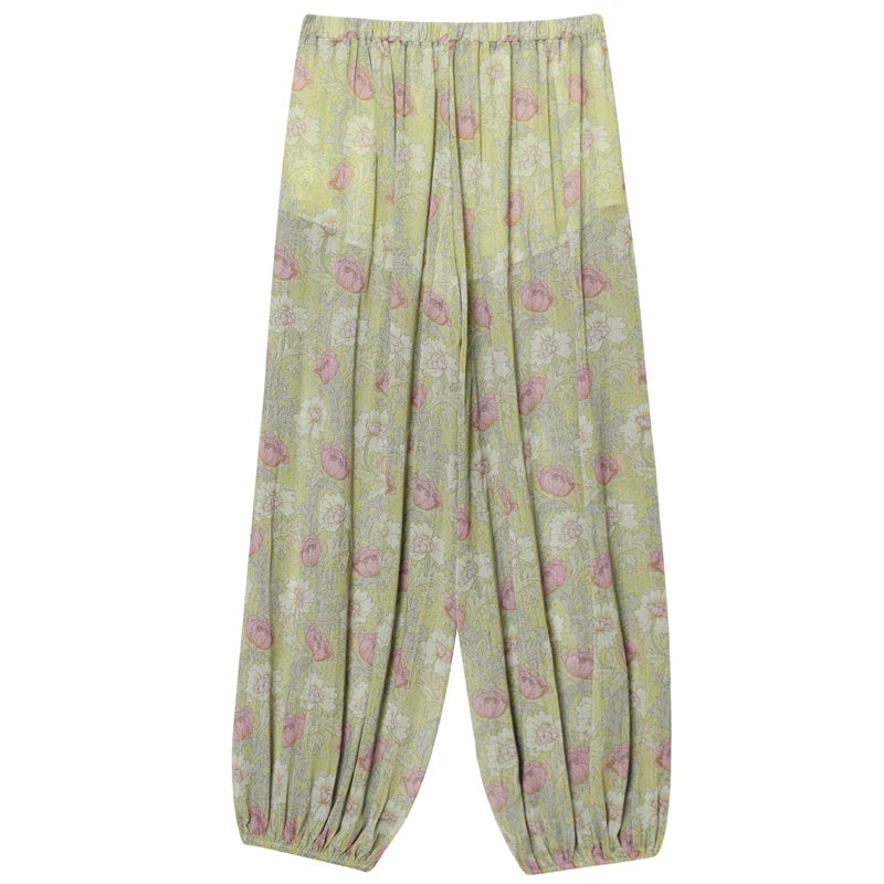 HXAO Women's Pants Print Baggy Pants Summer 2025 High Waist Lantern