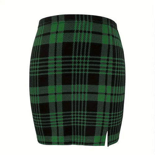 Plaid Skirt Sexy Micro Skirt Offiece Lady Red Green Elegant Pencil