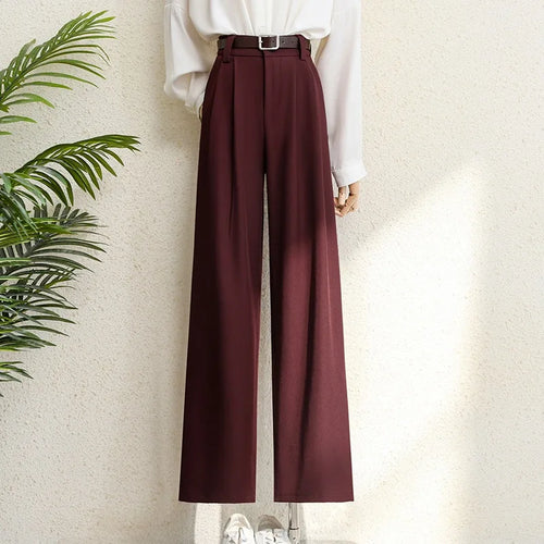 Spring 2025 New Burgundy Suits Pants for Women Office Lady Elegant