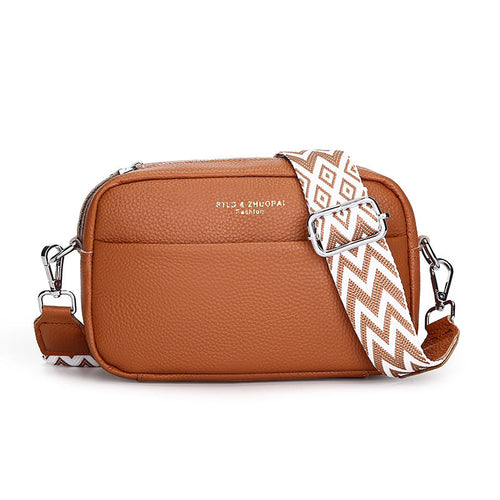 Simple Shoulder Messenger Bag - Top Layer Cowhide Small Square Bag