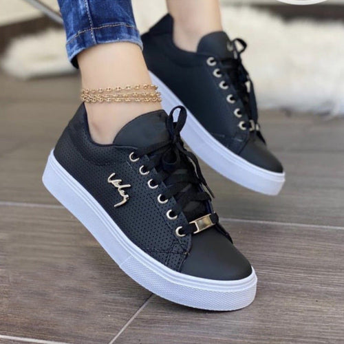 Women Flat Sneakers - Breathable Lace-up Shoes For Girls