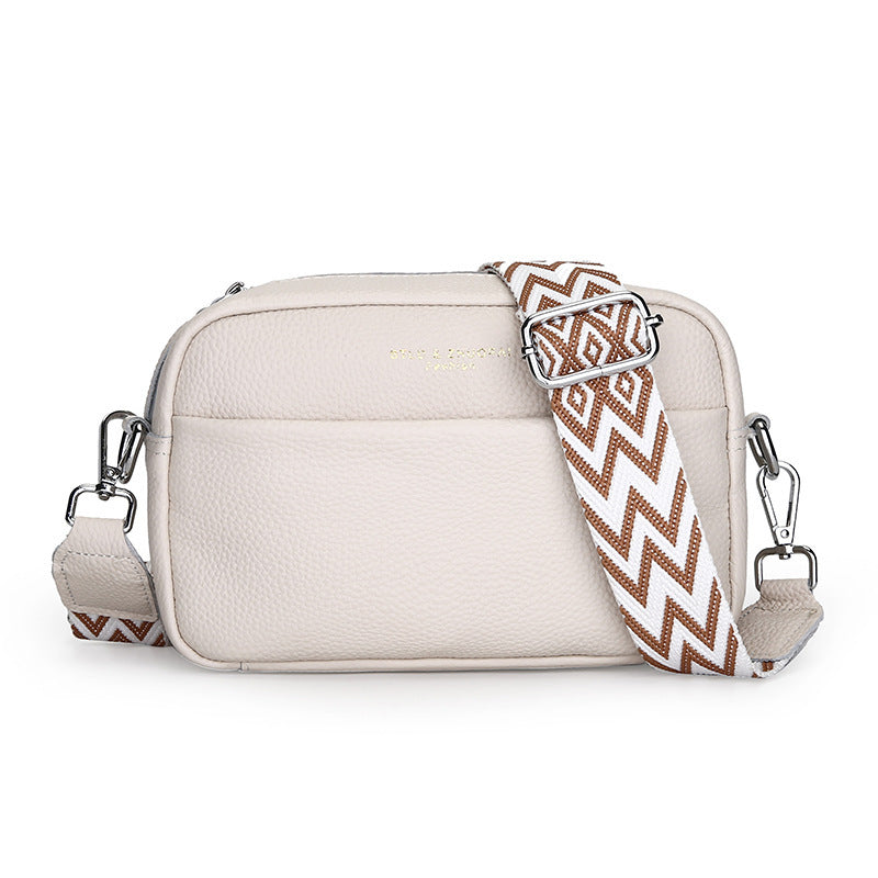 Simple Shoulder Messenger Bag - Top Layer Cowhide Small Square Bag