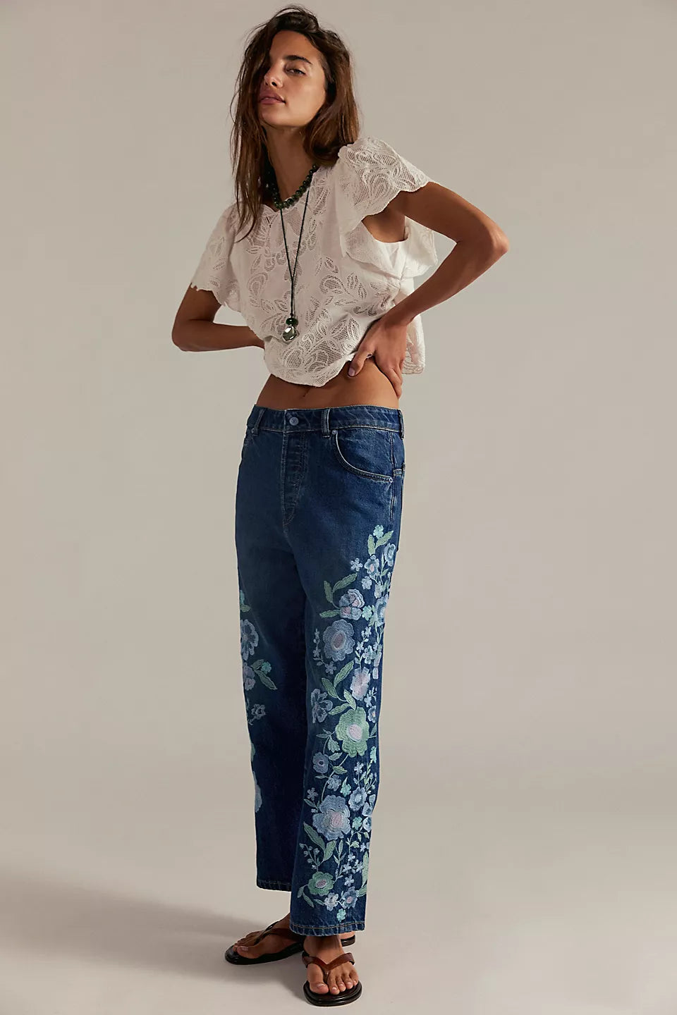 We The Free Willow Floral Embroidered Jeans