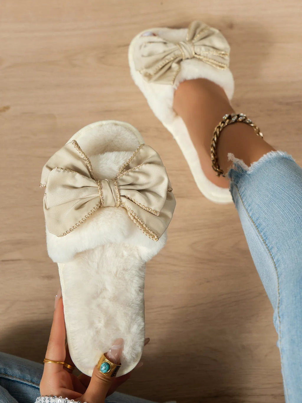 Bow Open Toe Slippers