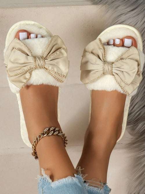Bow Open Toe Slippers