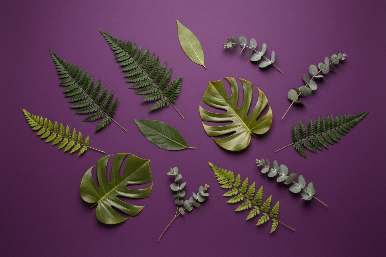  solid purple with leaves